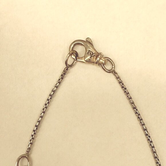 David Yurman Sterling Silver Cable Circle Pendant Necklace With Diamonds 16"-17" - Picture 8 of 9